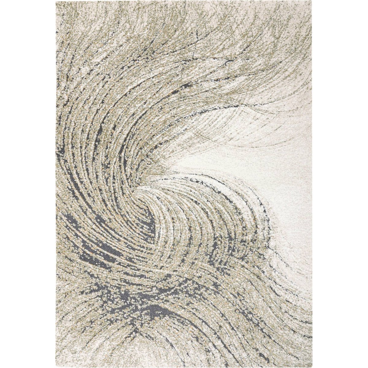 Tapis à poils courts motif abstrait style zen vert sauge et beige sable, ARTE ESPINA
