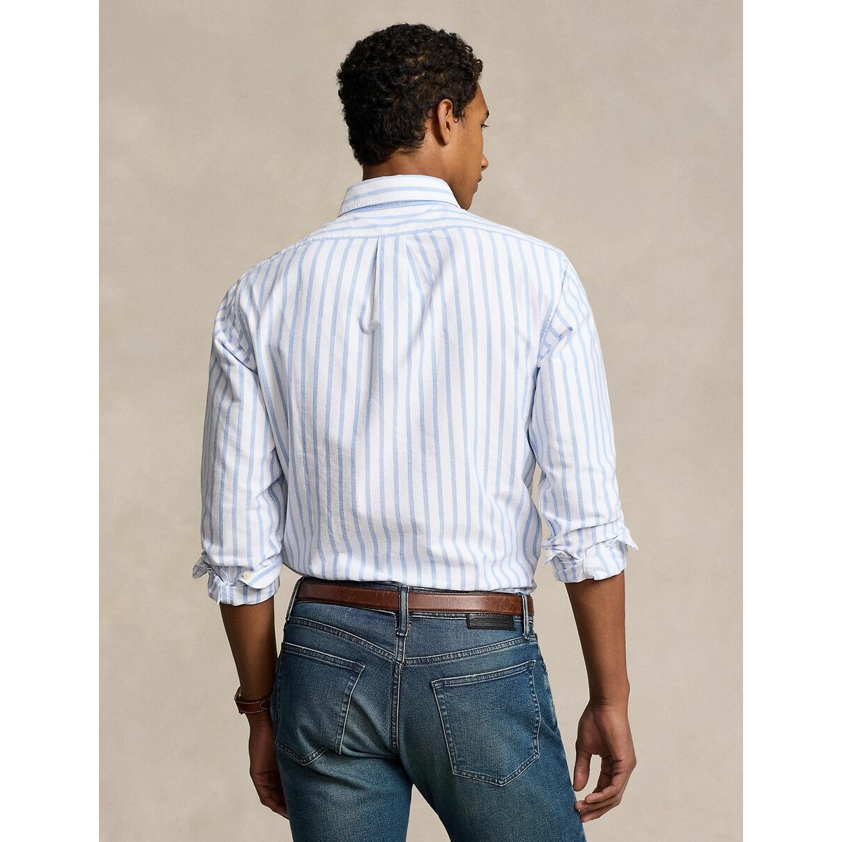 Camisa Oxford de rayas Slim Fit blanco con rayas azules, POLO RALPH LAUREN