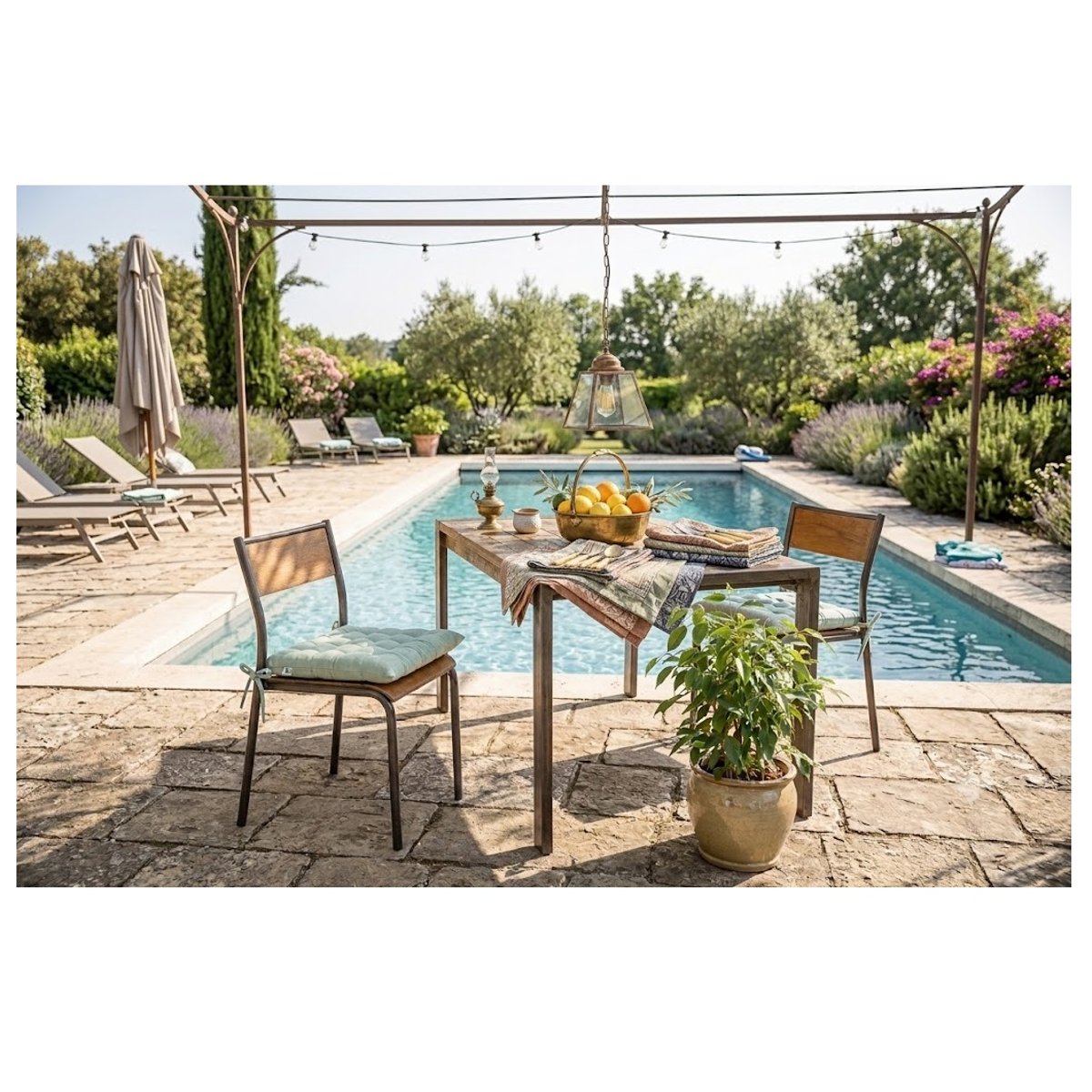Assise de chaise matelassée en coton Kalas menthe, EDEN