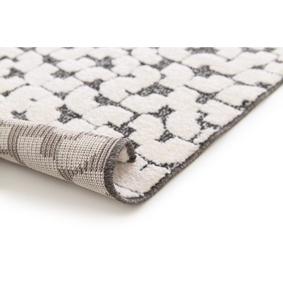 Tapis doux effet sculpté beige et blanc OPUS gris minéral, AFK LIVING