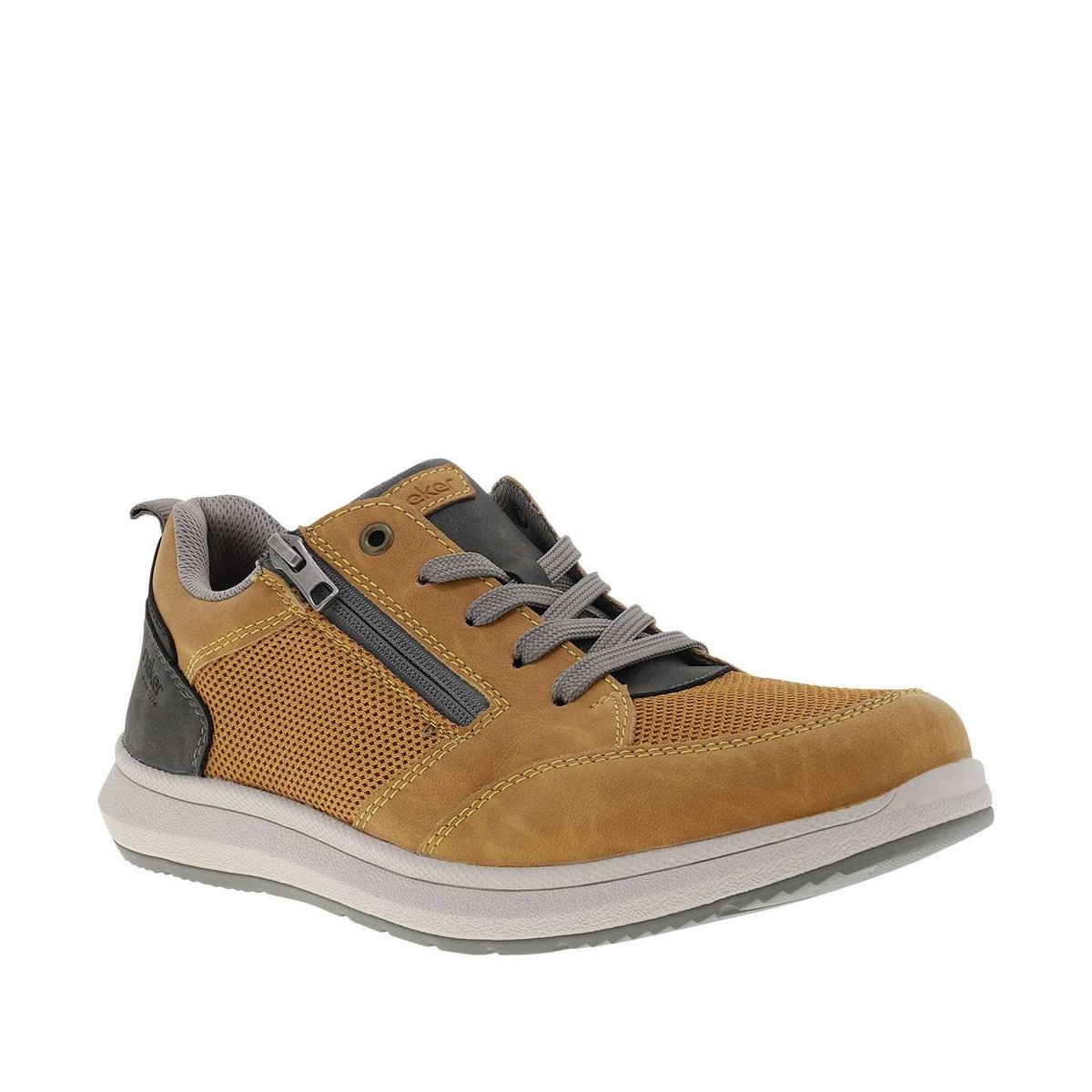 Sneakers jaune à talon plat avec des lacets et un zip latéral jaune, RIEKER