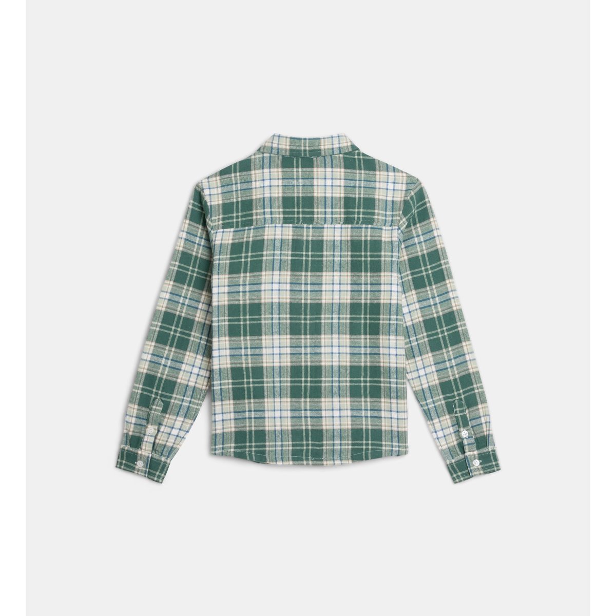 Chemise à carreaux tancouver en flanelle de coton bio vert multicolore, CADET ROUSSELLE