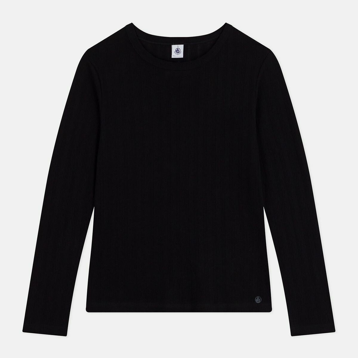 T-shirt femme l'iconique en coton ajouré noir, PETIT BATEAU