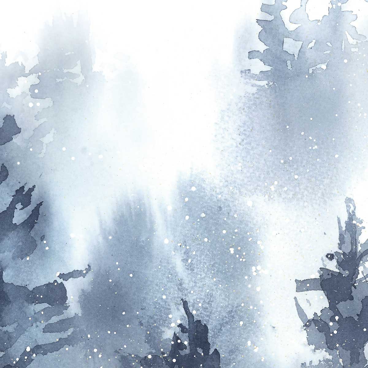 Tableau paysage abstrait Neige sur la forêt tableau alu dibond, HEXOA