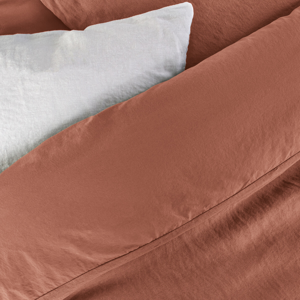 Funda de almohada de doble cara de lino y algodón lavados, Annaba tierra de siena, LA REDOUTE INTERIEURS