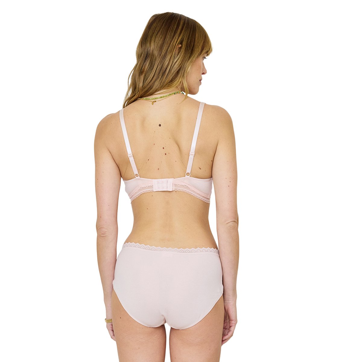 2 soutiens-gorge d'allaitement sans armatures en coton bio rose poudré, VERTBAUDET