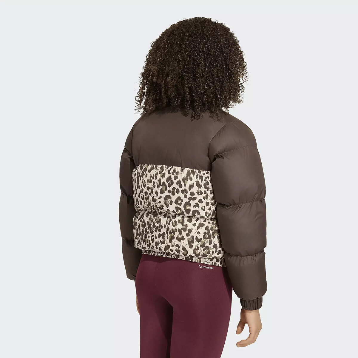 Daunenjacke ohne Kapuze, Leopardenmuster braun, ADIDAS SPORTSWEAR
