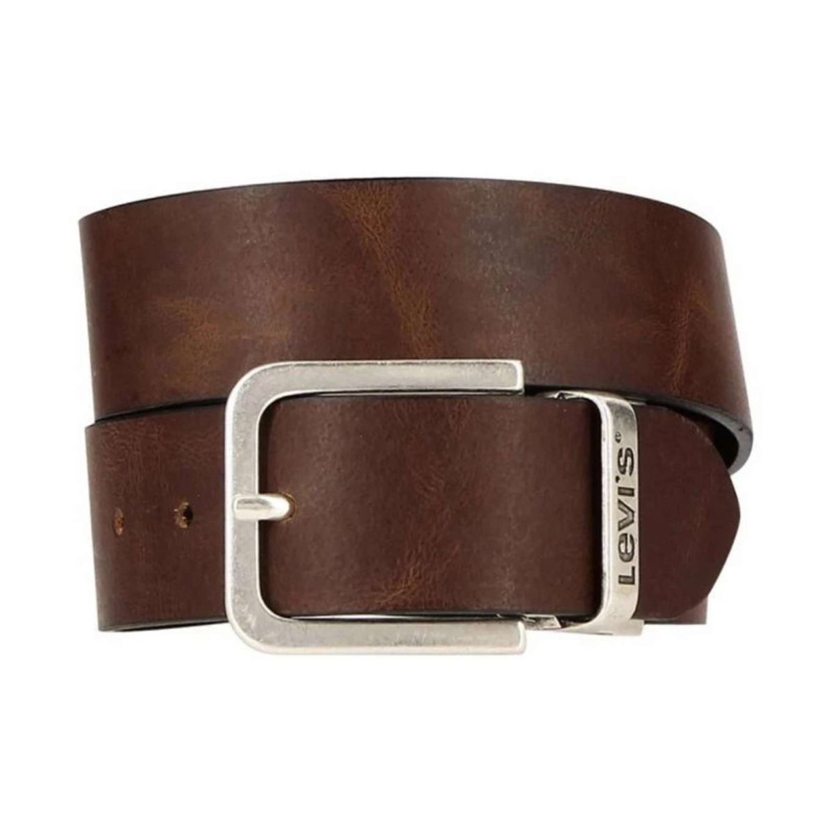 Ceinture noire en cuir avec une boucle à ardillon carrée marron, LEVI'S