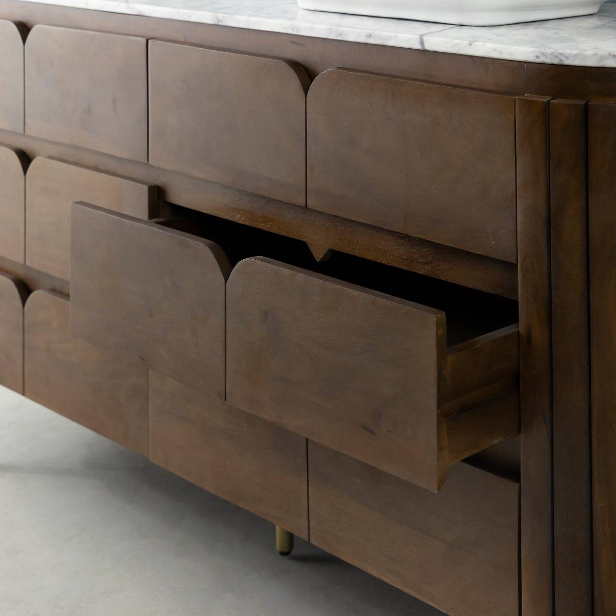 Meuble sous vasque en bois de manguier SIENNE bois foncé, MADE IN MEUBLES 