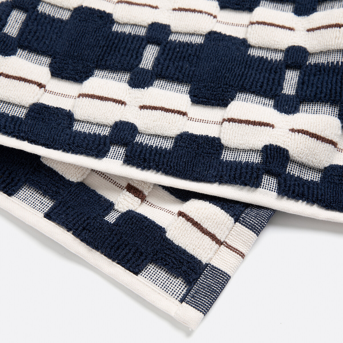 Alfombra de baño de rizo jacquard, Meiri azul + crudo, LA REDOUTE INTERIEURS