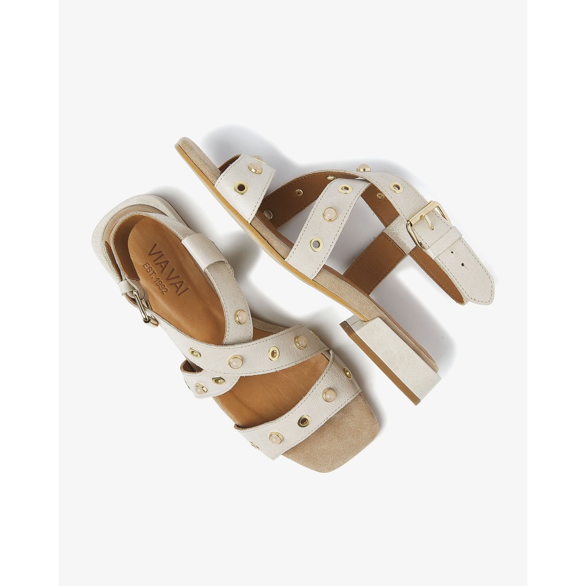 Sandales en cuir GIGI POLLY beige, VIA VAI