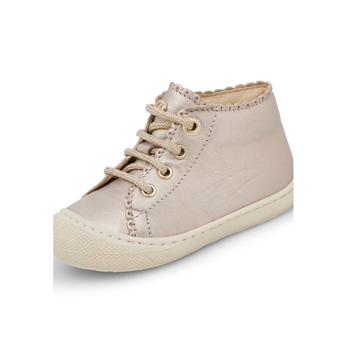 Chaussures premiers pas en cuir laminé COTTINS rose poudré, NATURINO