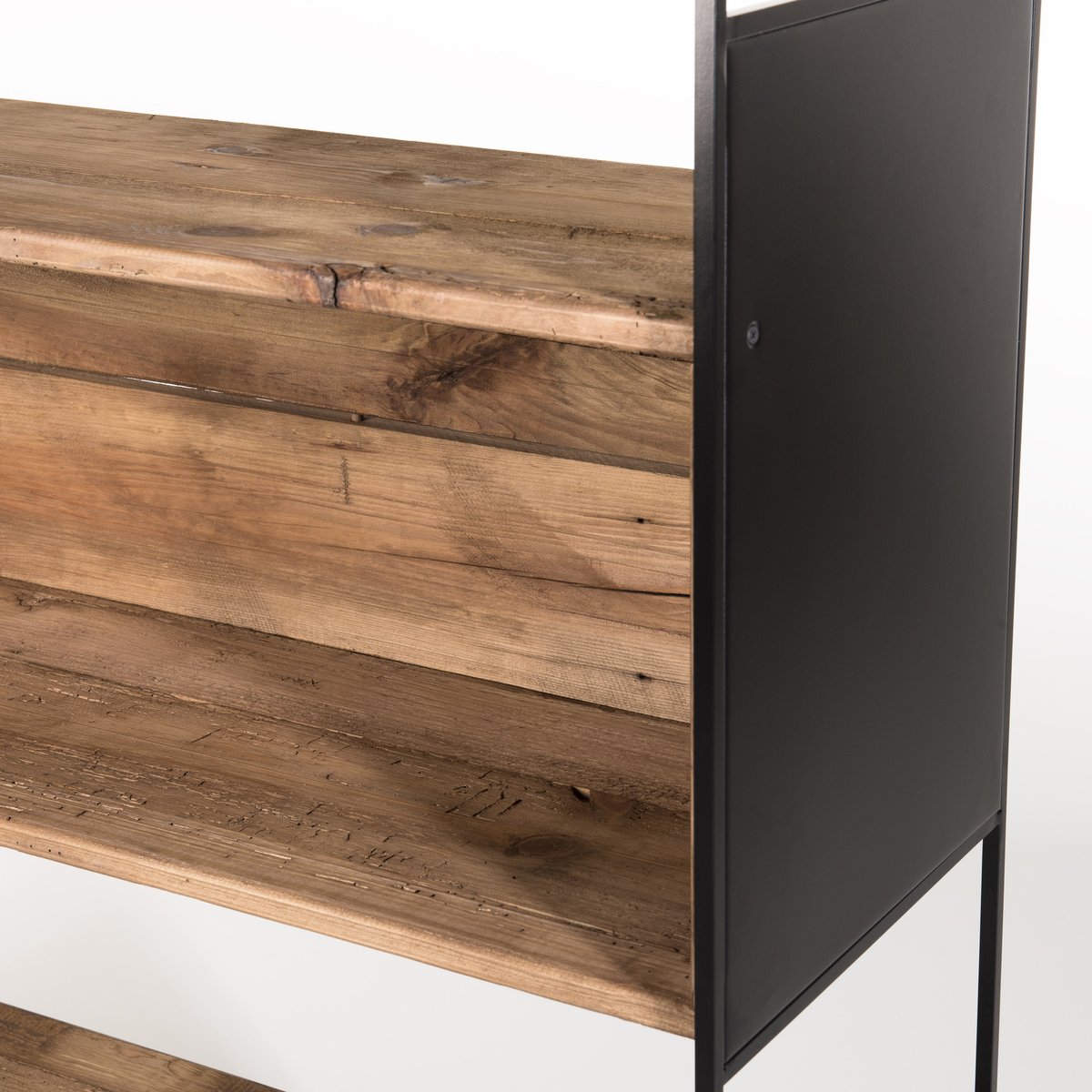 Bibliothèque en bois recyclé 180cm 6 niveaux avec niches de rangement style vintage CRACOVIE bois naturel, PIER IMPORT