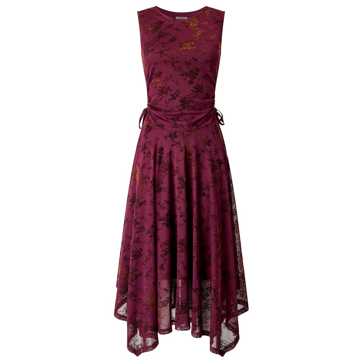 Robe Longue Floquée à Ourlet Plongeant Dita rouge, JOE BROWNS