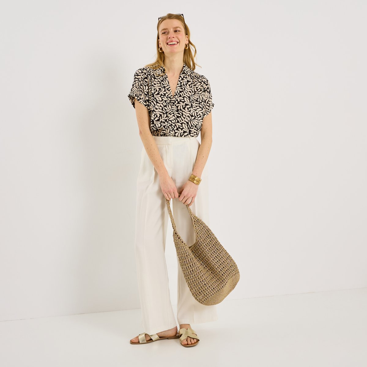Chemise fluide imprimé bicolore noir, GRAIN DE MALICE
