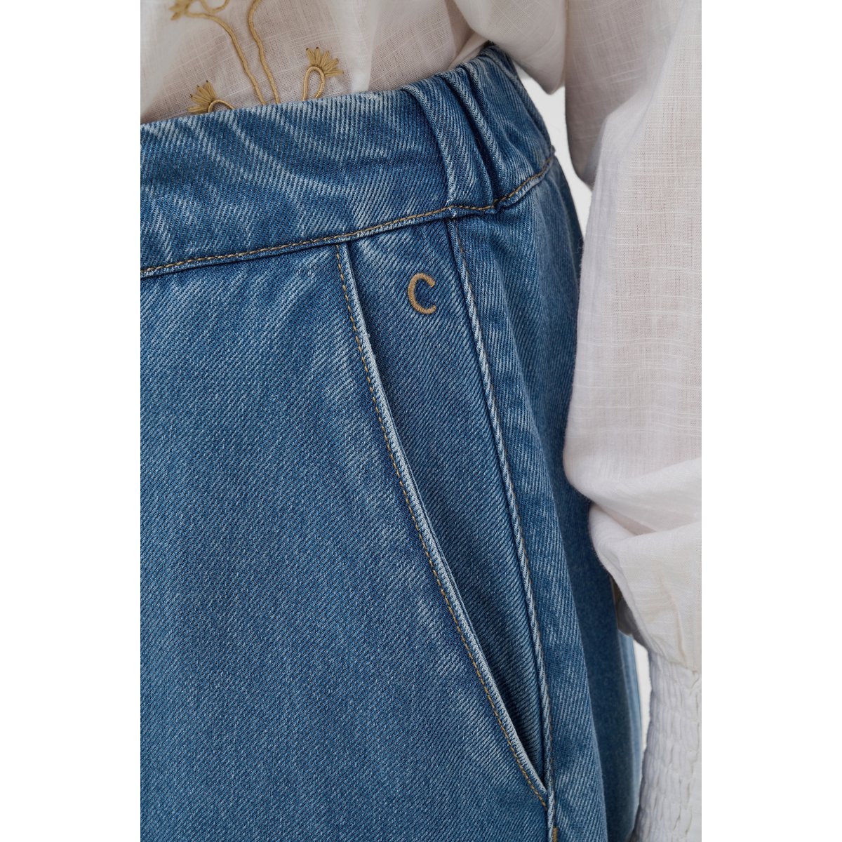Jupe casual bleu seoul mid blue denim, CREAM