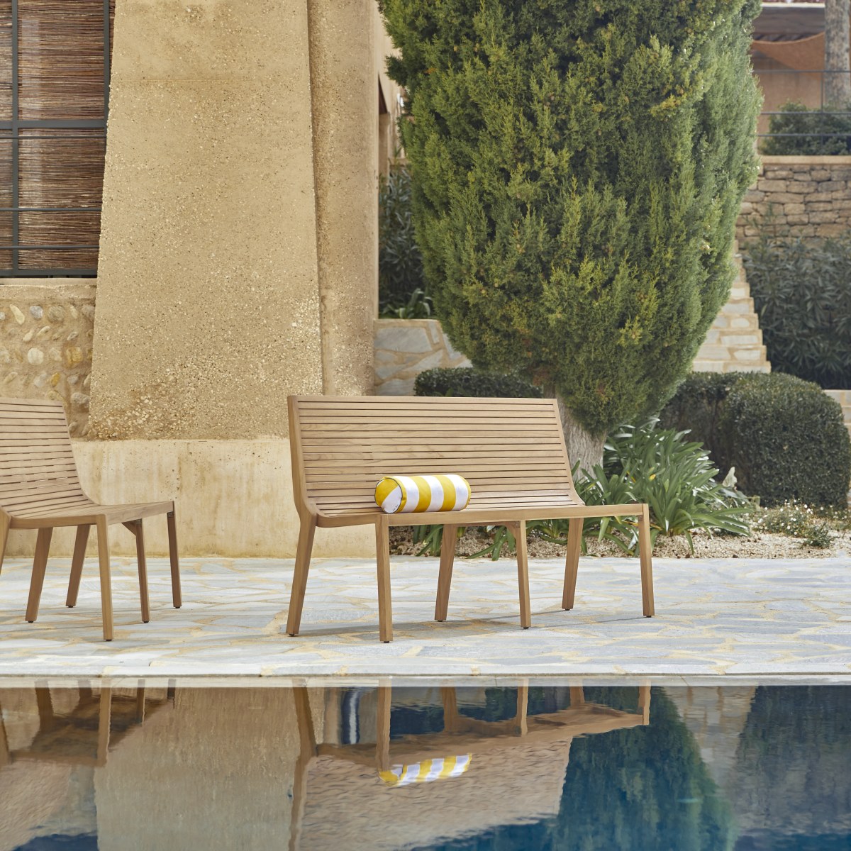 Banc de jardin en Teck massif, TEO naturel, TIKAMOON