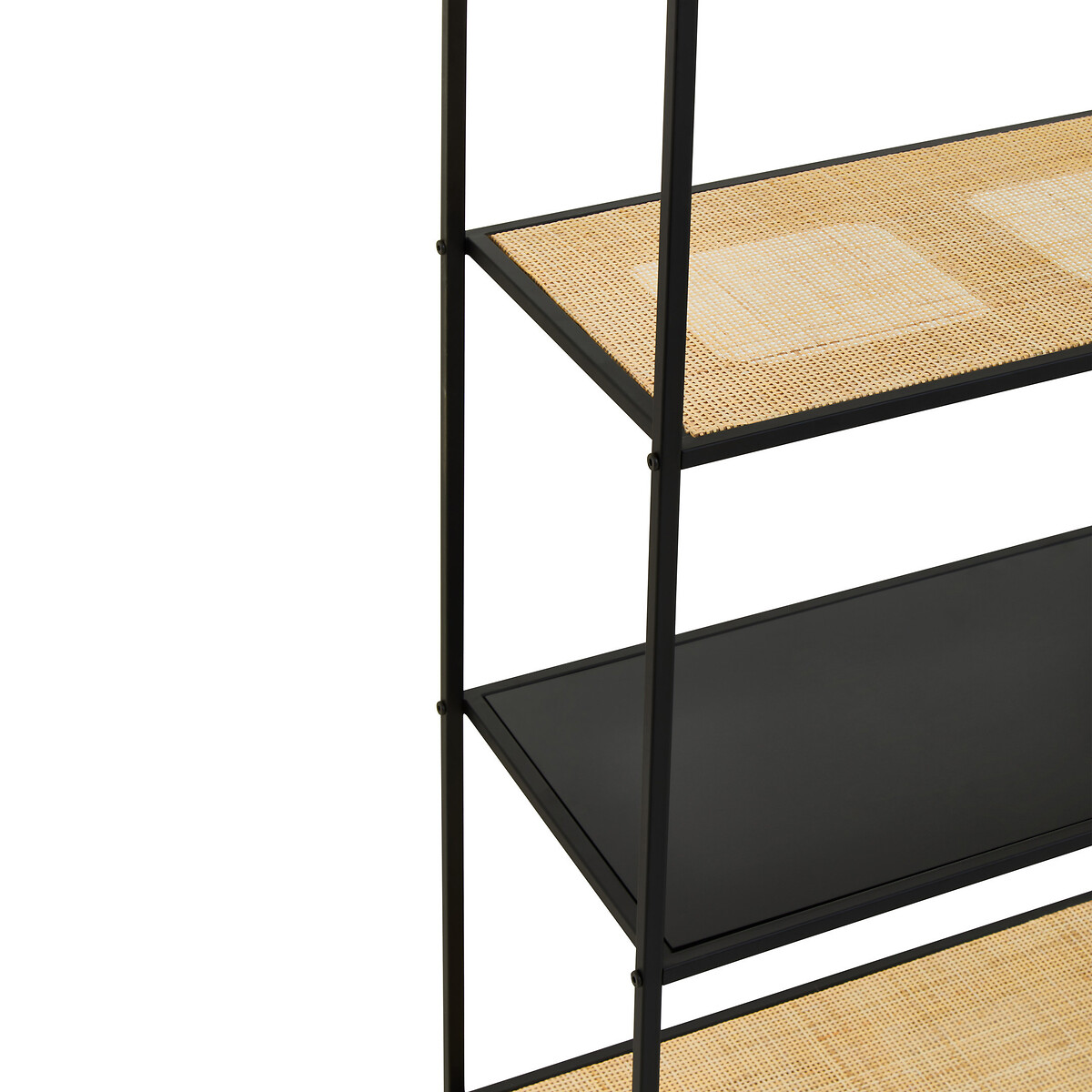 Ranji Rattan and Metal 5-Tier Shelving Unit black, SO'HOME