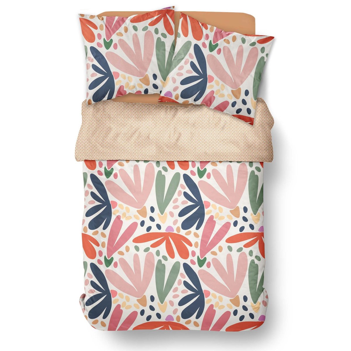Parure de lit imprimé floral coton SUNSHINE LISE orange, TODAY
