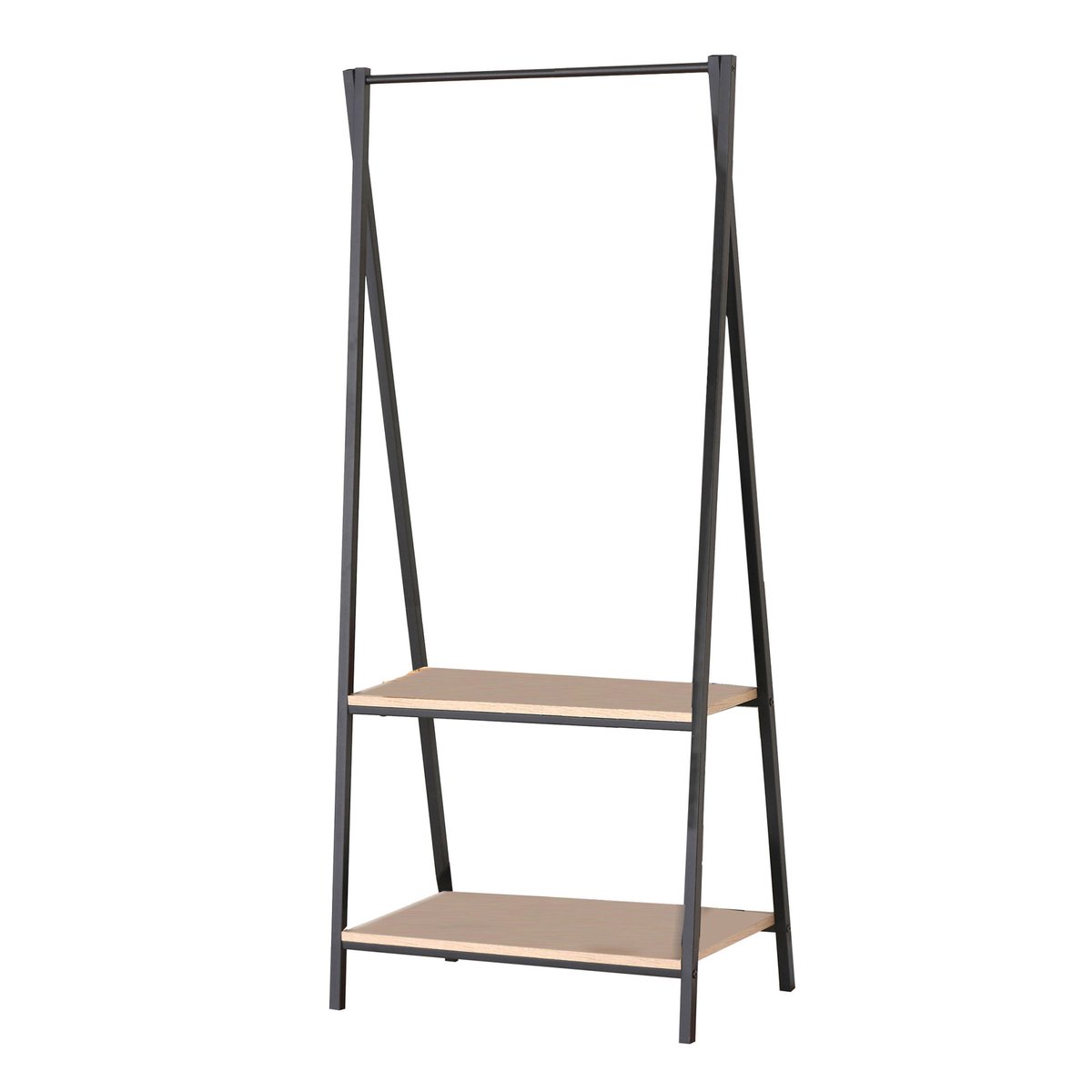 Penderie en métal noir et Bois + 2 étagères - 60x40x150cm noir, URBAN LIVING