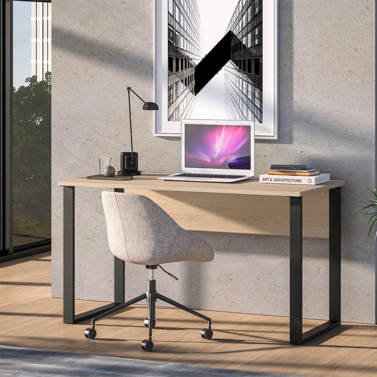 Bureau bois collection ODELIS chêne lindberg et noir, RECOLLECTION