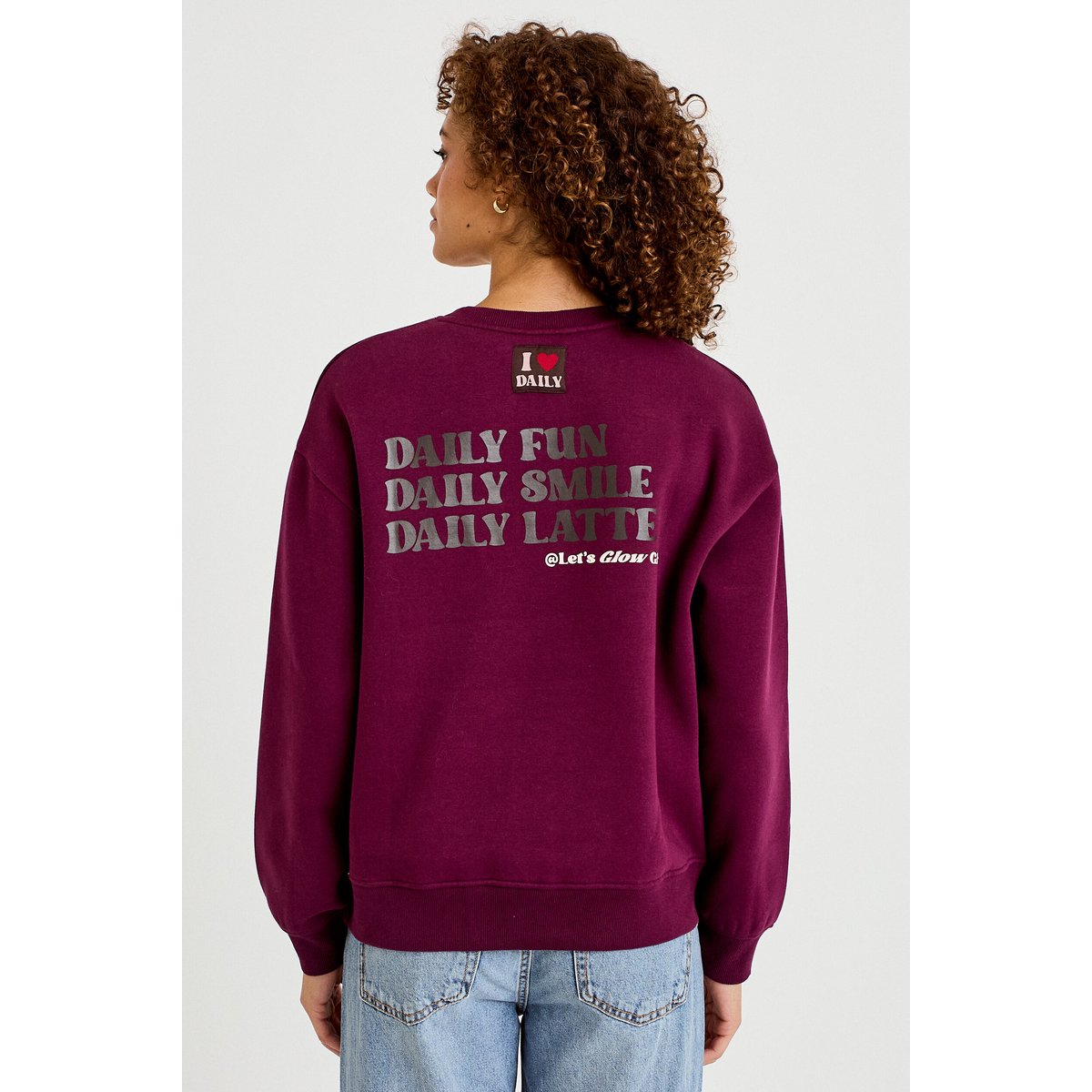 Sweat oversize col rond manches longues violet foncé, CACHE CACHE