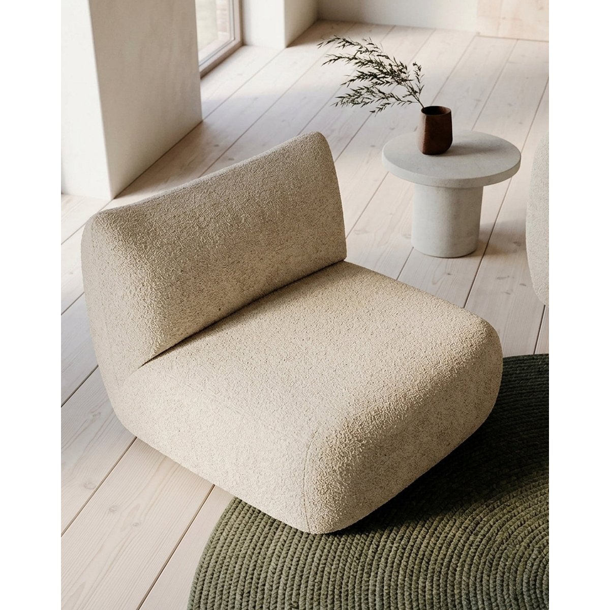Fauteuil marron clair - ARNAU beige bouclé, HANNUN