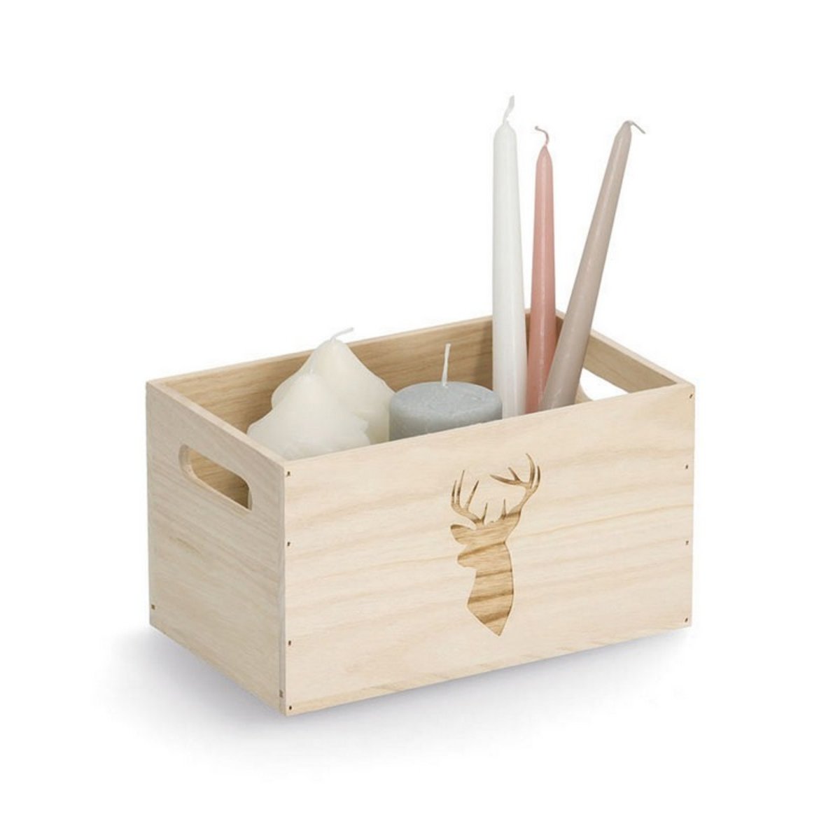 Petite boite bois rangement  Deer bois clair, ZELLER PRESENT