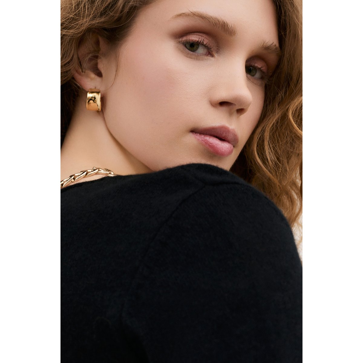 Pull droit col tunisien cachemire MSALLY noir, CAROLL