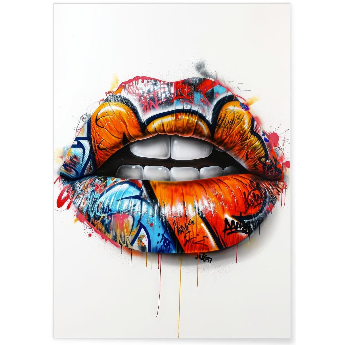 Affiche Lèvres Graffiti Pop Art blanc, L'AFFICHERIE