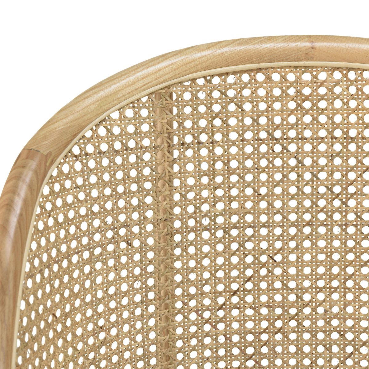 Chaise exotique dossier rond cannage assise tissu blanc TIM bois naturel, PIER IMPORT