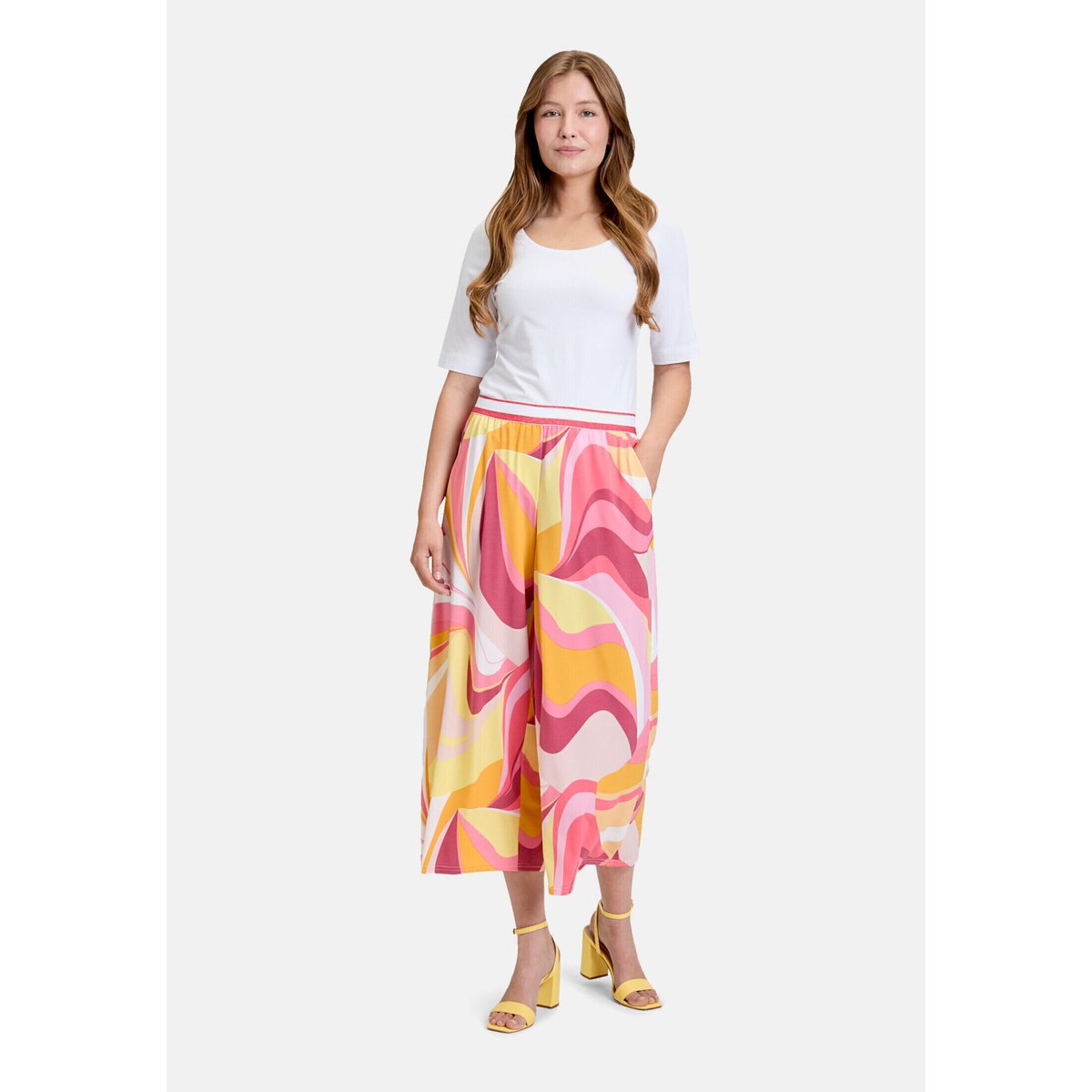 Jupe-culotte à taille élastique rosé/yellow, BETTY BARCLAY