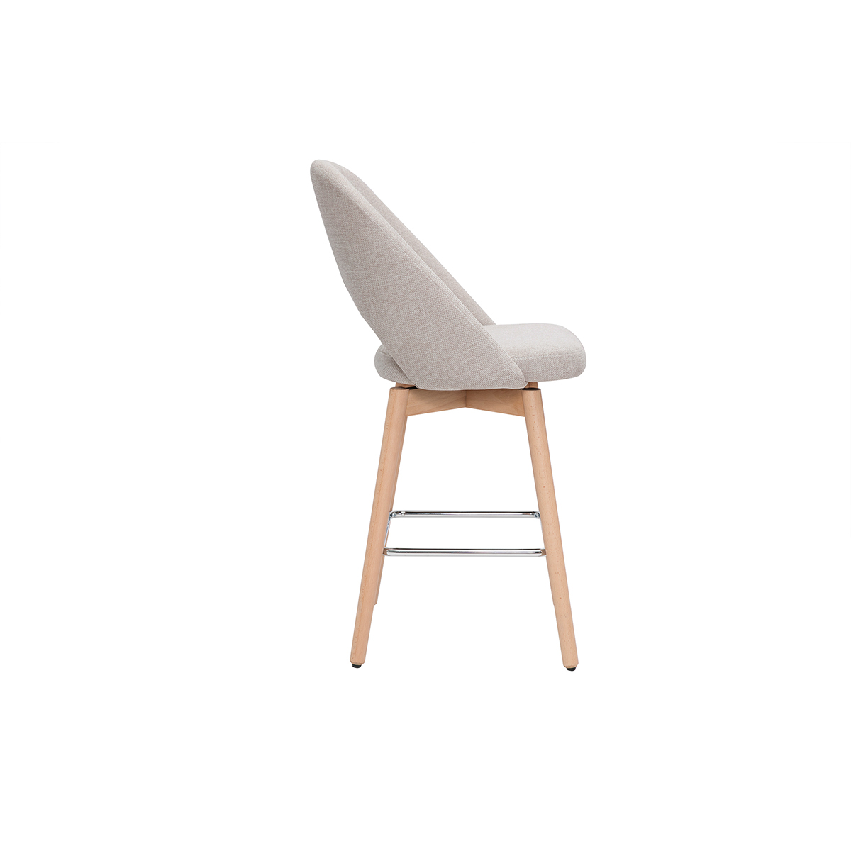 Tabourets de bar scandinaves en tissu velours côtelé vert kaki et hévéa massif 65 cm (lot de 2) COSETTE beige, MILIBOO