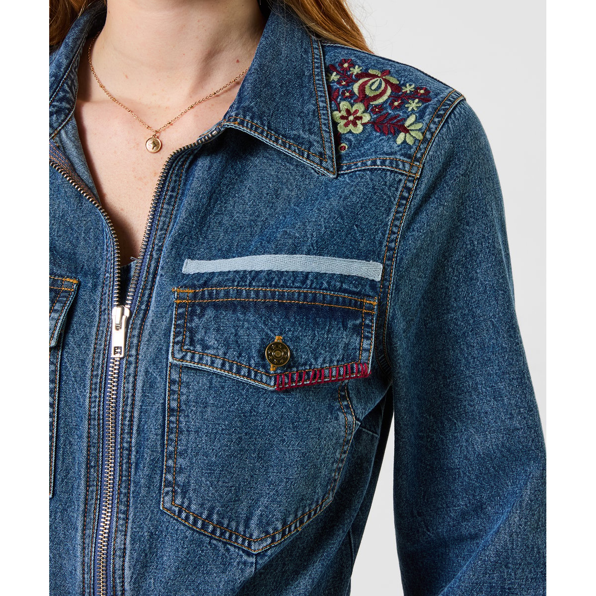 Combinaison en Jean Brodée Goldie bleu, JOE BROWNS