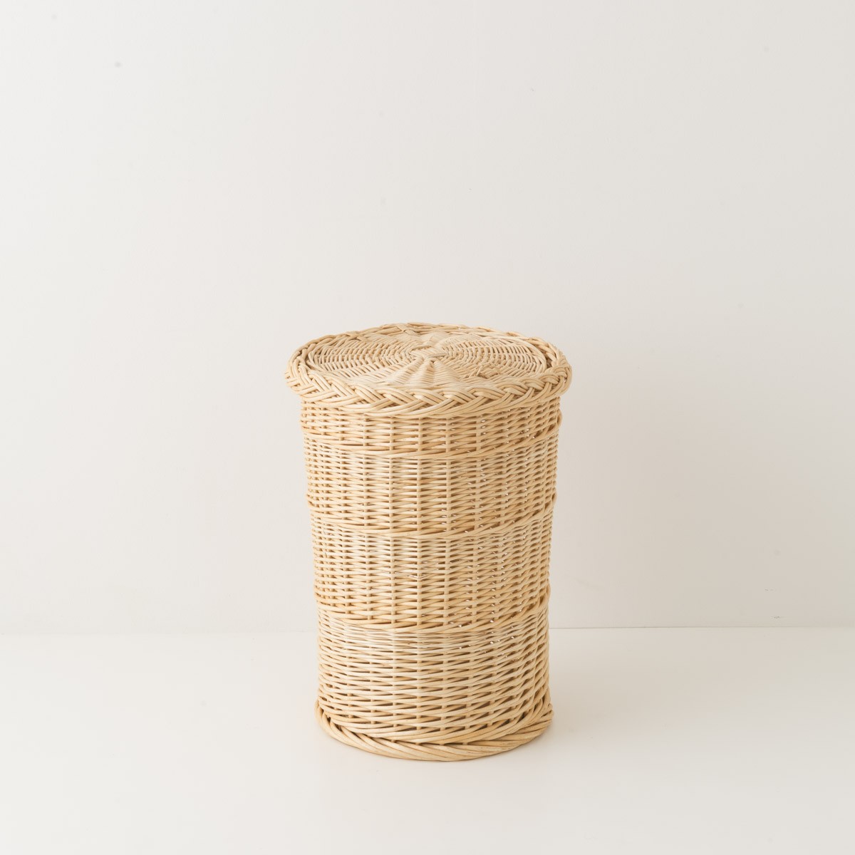 Panier à linge en osier ROND osier blanc, KOK