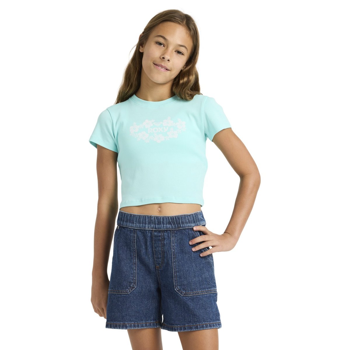 T-shirt court BABY ONE MORE TIME. bleu aqua splash, ROXY
