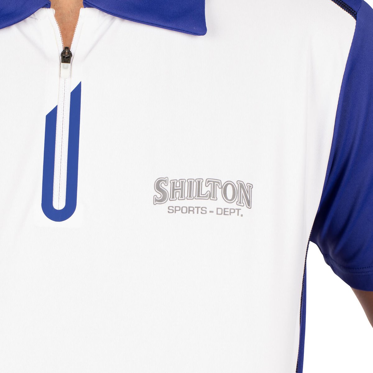 Polo de sport zippé BICOLORE blanc, SHILTON