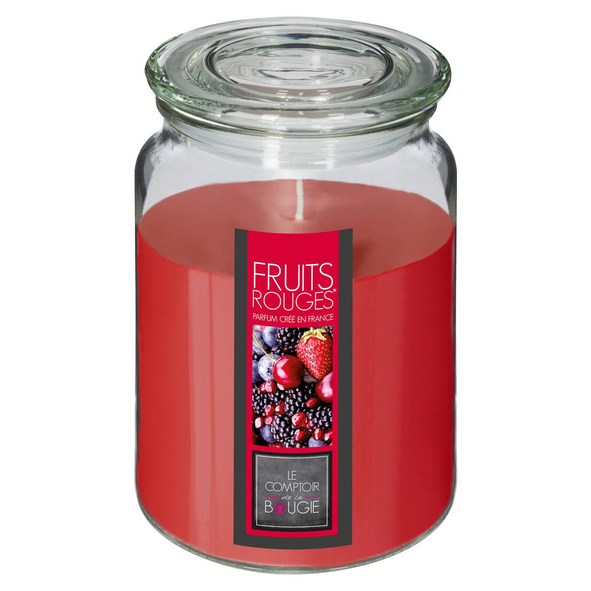 Bougie parfumée pot en verre NINA rouge, ATMOSPHERA