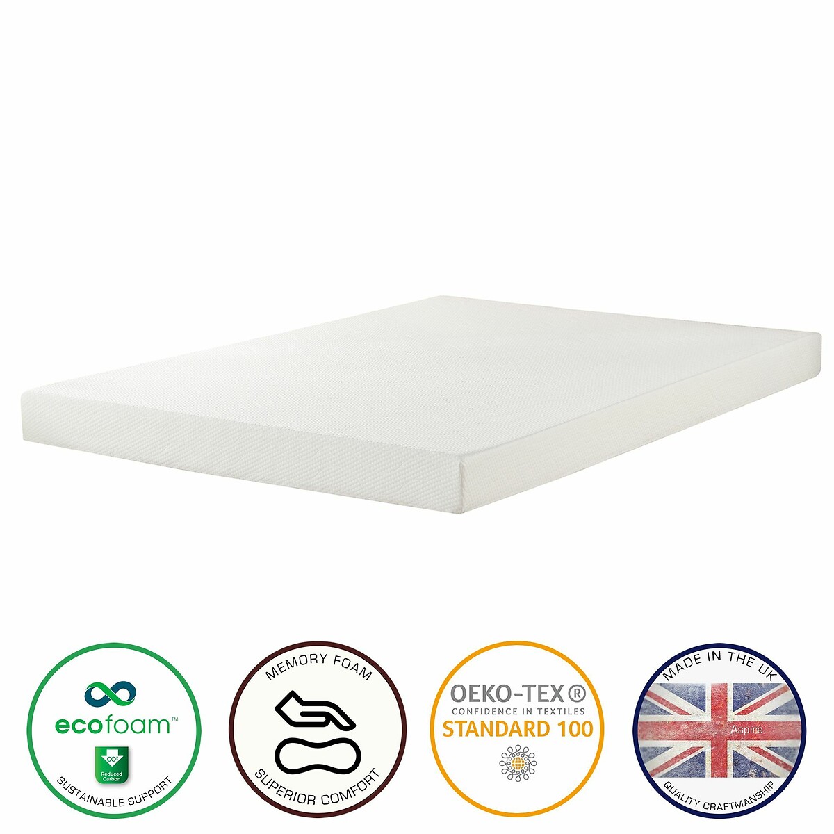 Memory Foam Mattress For Kids Beds & Childrens Bunk Beds white, ASPIRE