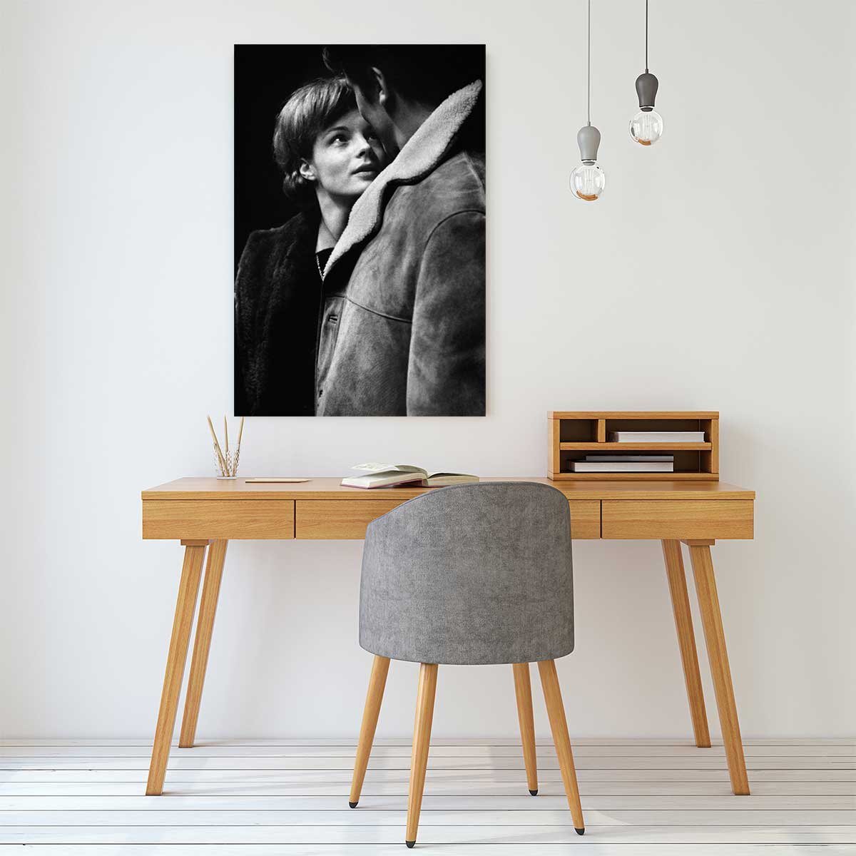Tableau noir et blanc Photo Romy Schneider et Alain Delon tableau alu dibond, HEXOA