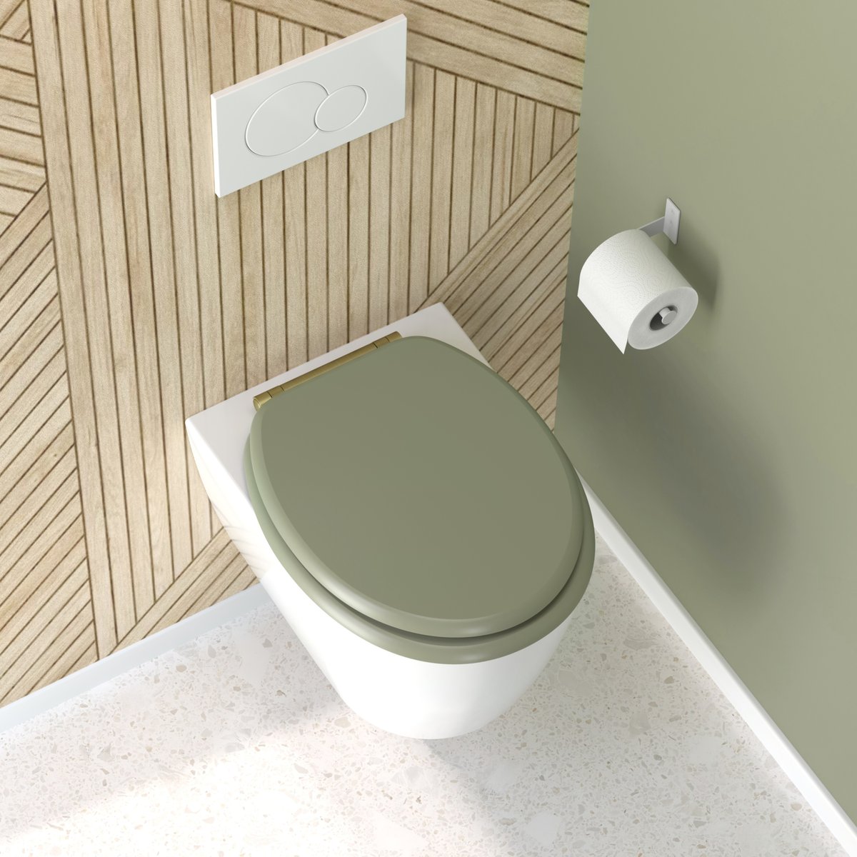 Abattant WC déclipsable avec fermeture douce kaki, GELCO