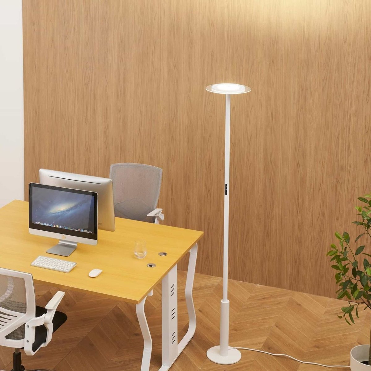 Lampadaire LED fin et stable - LELIA blanc, KOSILUM