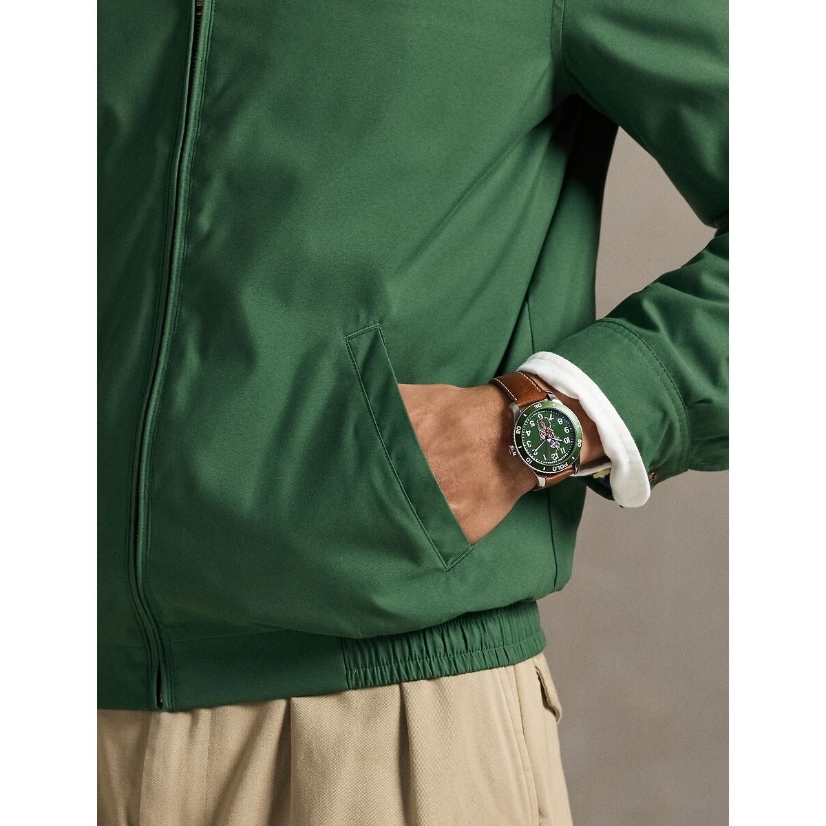 Veste bi-swing en sergé vert, POLO RALPH LAUREN