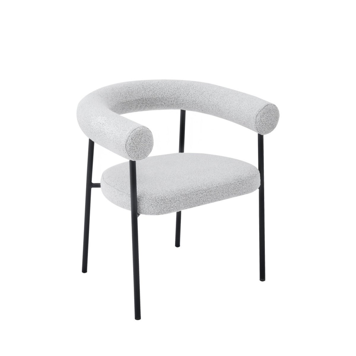 Lot de 2 fauteuils de table en tissu bouclette et métal- OLYMPE écru chiné, DRAWER