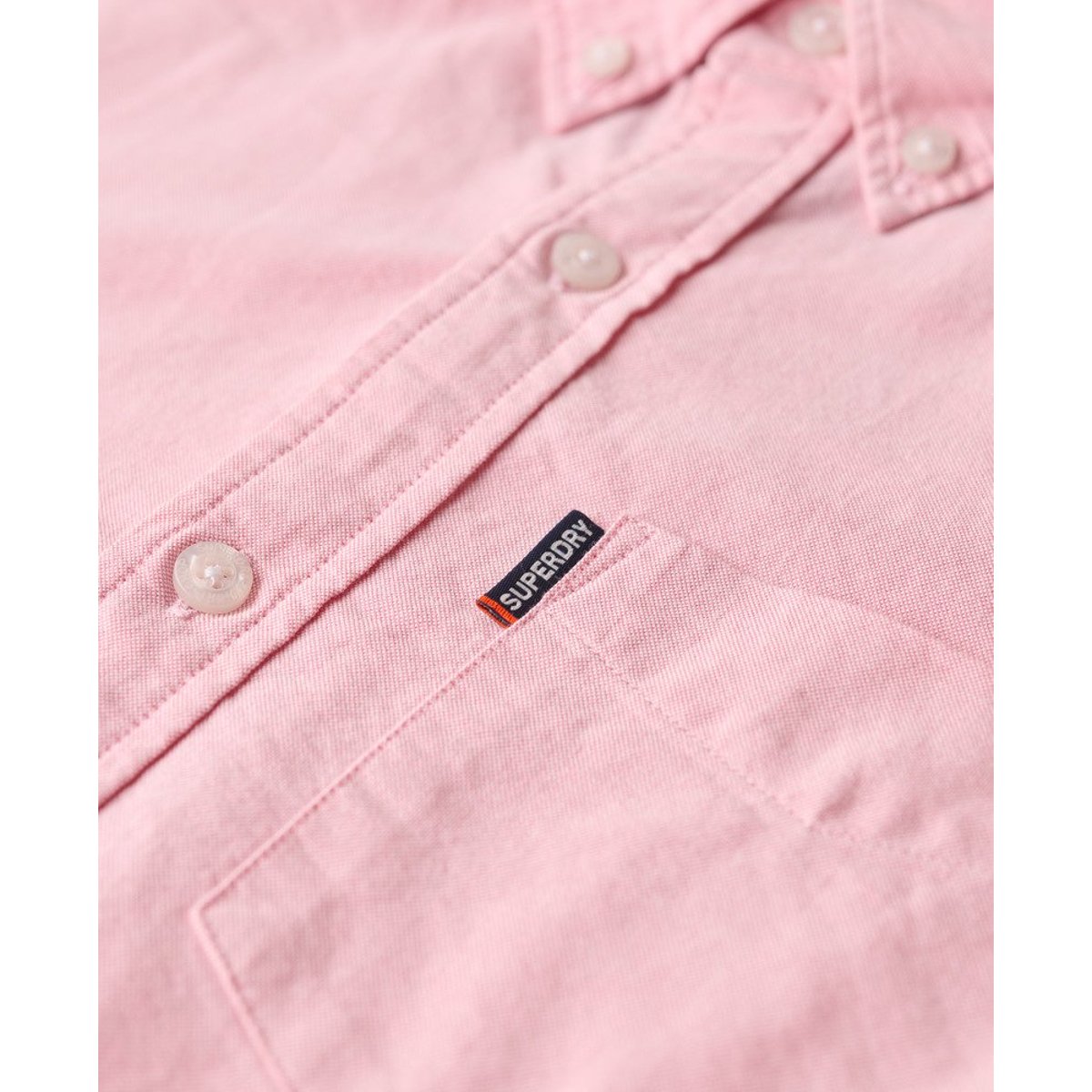 Chemise Oxford à manches longues Essentials pink city chambray oxford, SUPERDRY