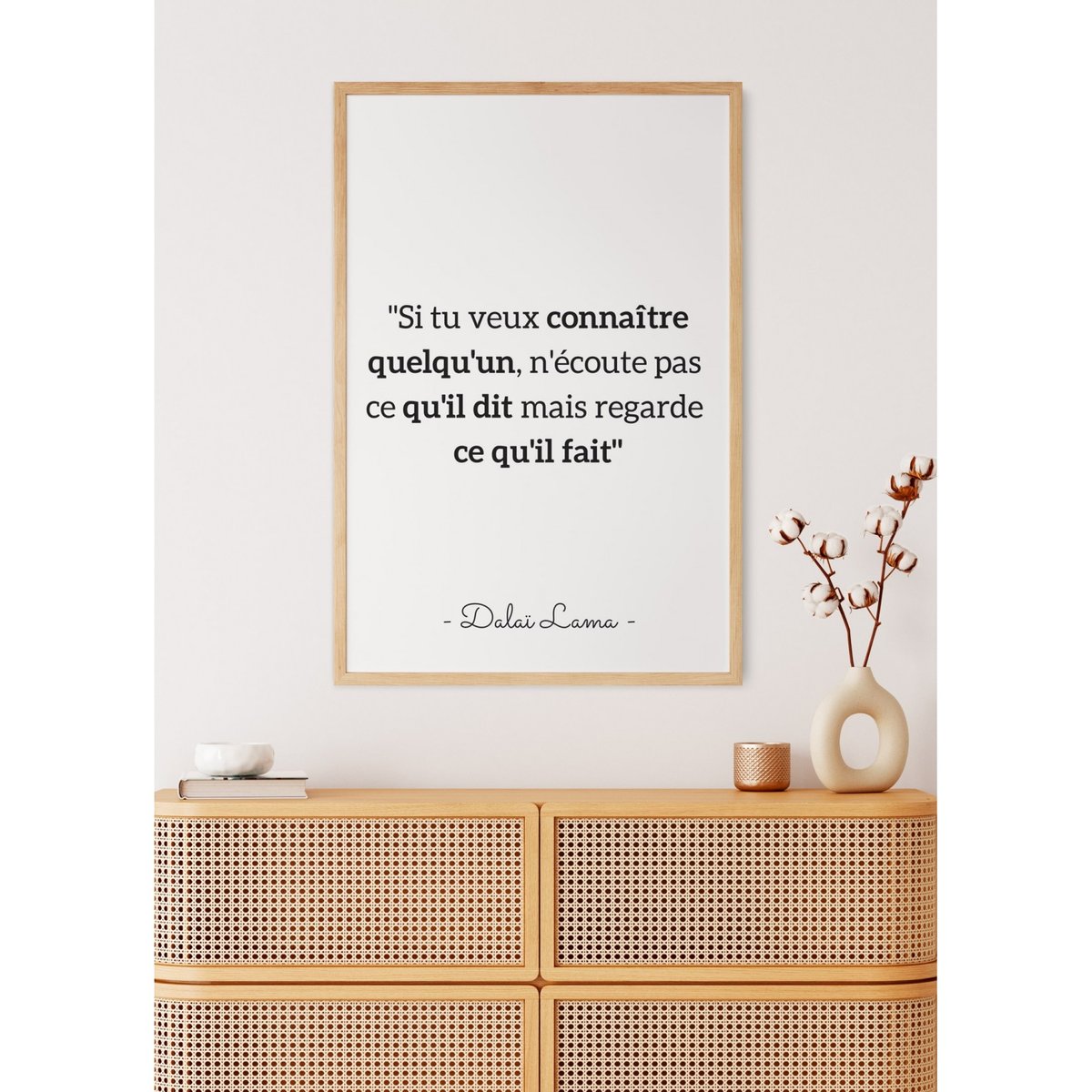 Poster Dalaï Lama 'Si tu veux connaître quelqu'un...' blanc, L'AFFICHERIE