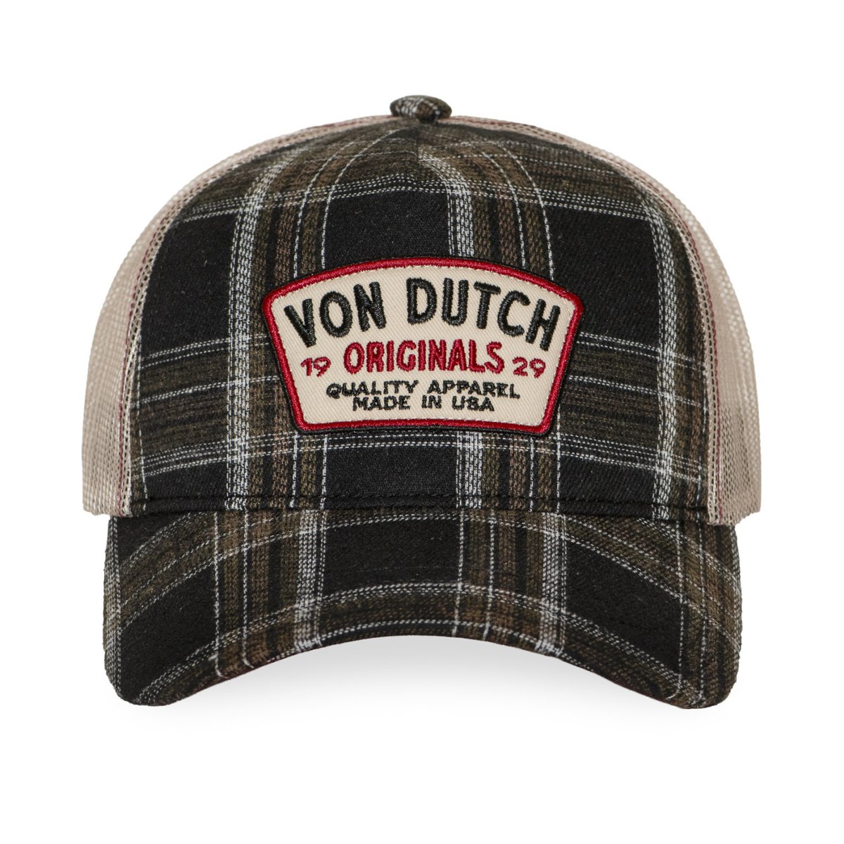 Casquette trucker SQUARES noir/blanc/beige, VON DUTCH