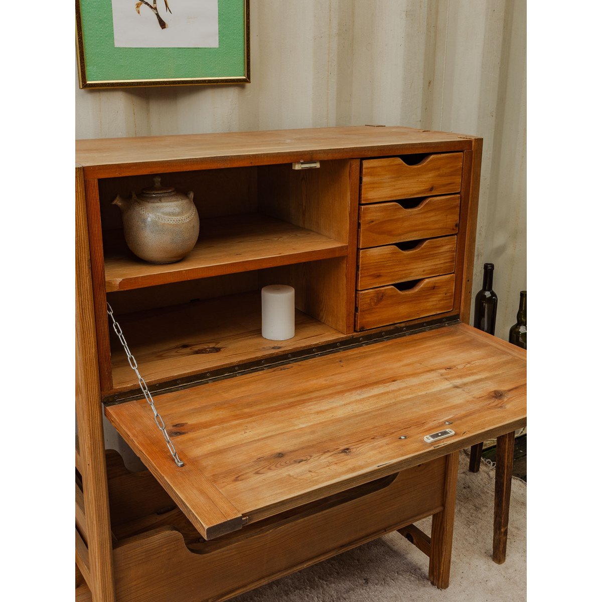 Secrétaire vintage en bois Honoré N°179 - Bon état bois clair, DEBONGOUT