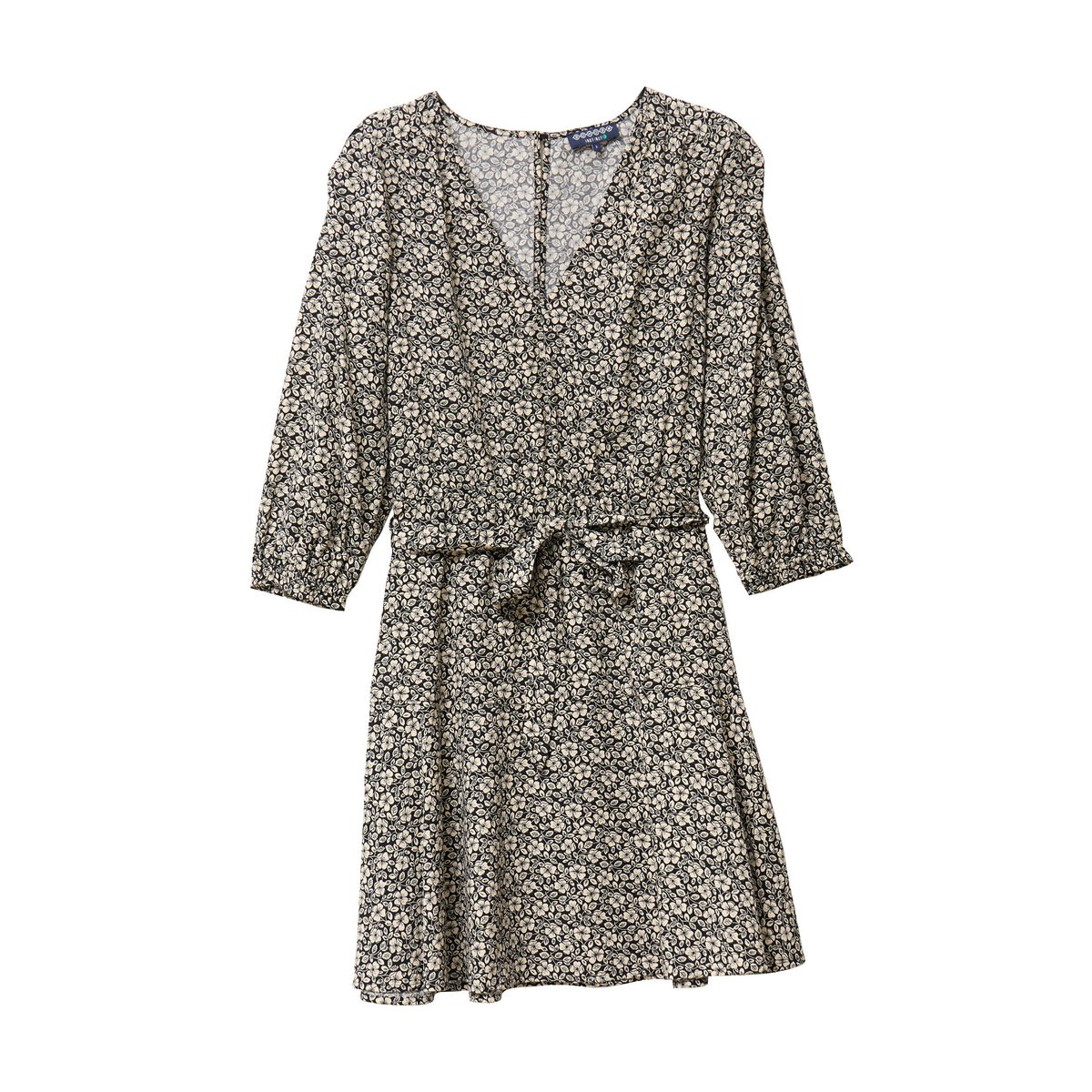 Robe évasée fluide manches 3/4 gris, BONOBO