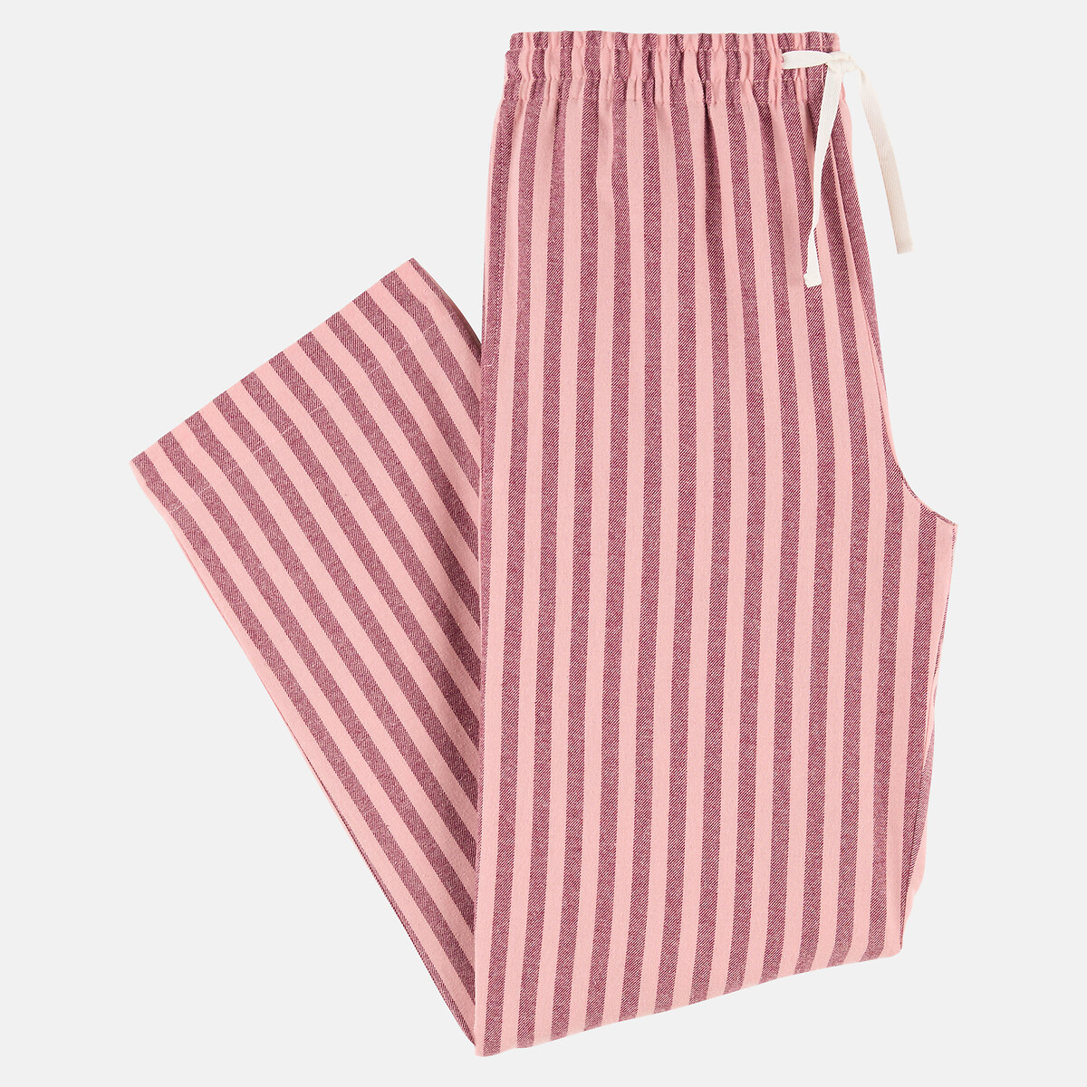 Pantalon de pyjama en flanelle rayée rayé bordeaux, LA REDOUTE COLLECTIONS